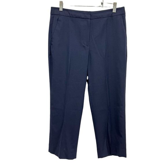 J. Crew Super 120’s Cropped Wool Patio Pant Sz 10P Trouser Pockets Navy # E5027